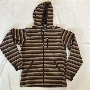 Men’s Lululemon Brown Striped Full Zip Hoodie. Sz Large. Excellent condition